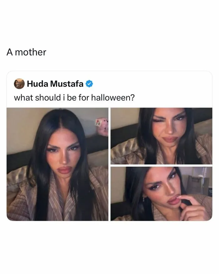 Funny and random posts showing a collage of selfies posted for a Halloween costume idea