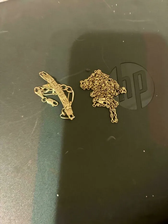Gold chain and bracelet jewelry found dumpster diving