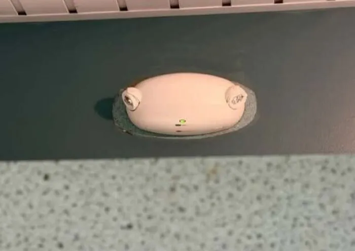 Ceiling sensor looks like a face staring with eyes