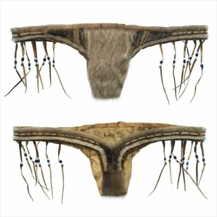 Traditional indigenous decorated loincloth made from fur and beads artifact