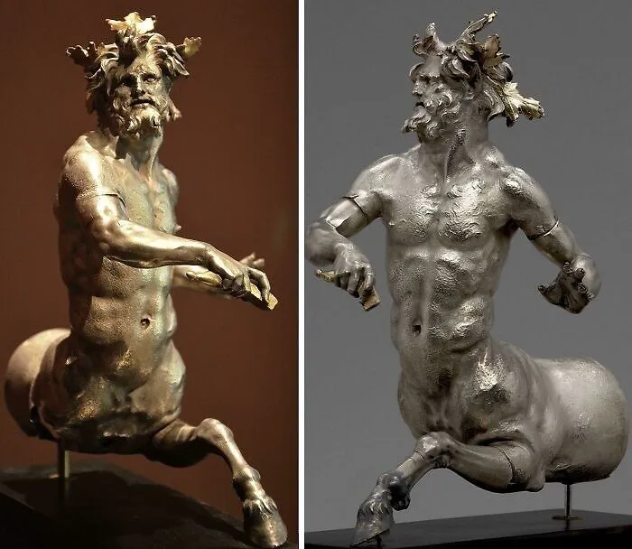 Bronze centaur statues depicting mythological creatures found artifact