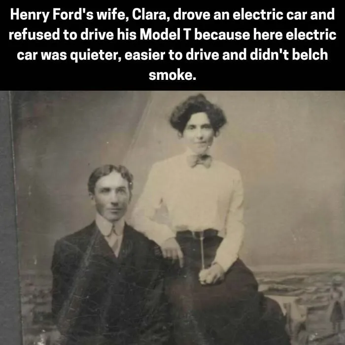Clara Ford driving electric car, refusing Model T, early electric car history