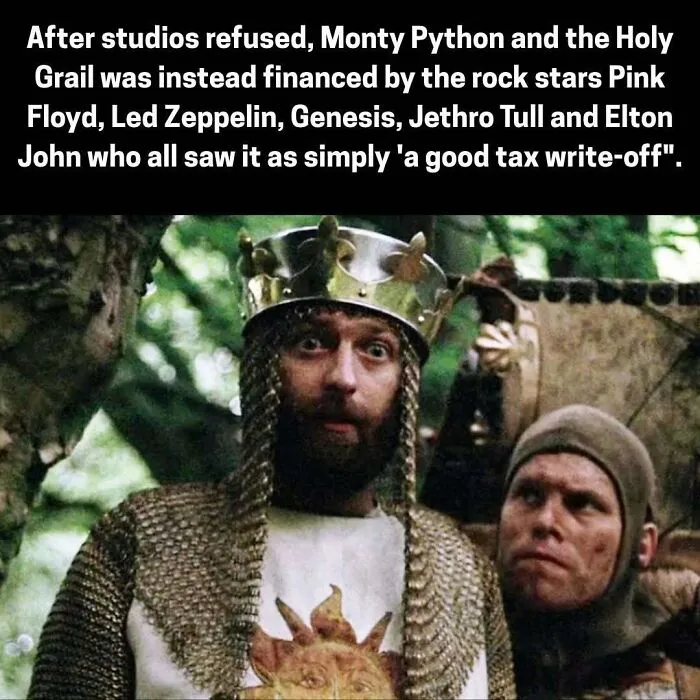 Monty Python and the Holy Grail financed by rock stars as a tax write-off