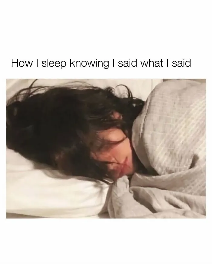 Female meme showing peaceful sleep after saying what you mean