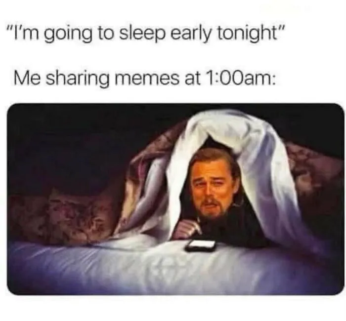 Funny memes about staying up late at night sharing memes under the covers