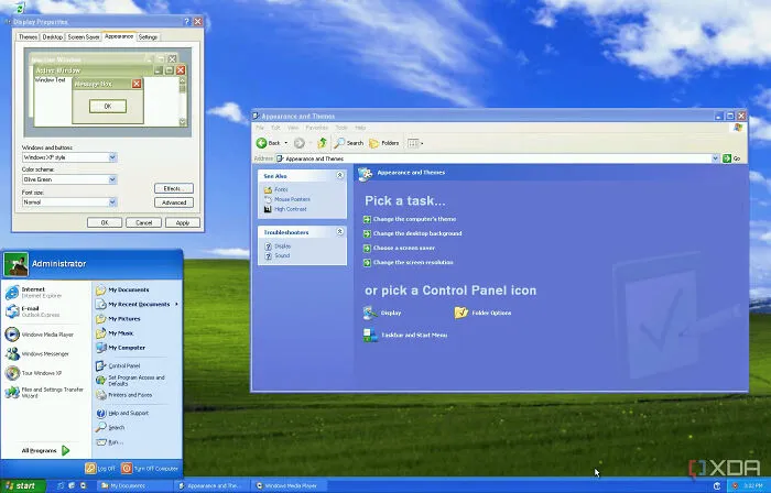 Classic Windows XP desktop user interface representing tech events that happened in 2001.