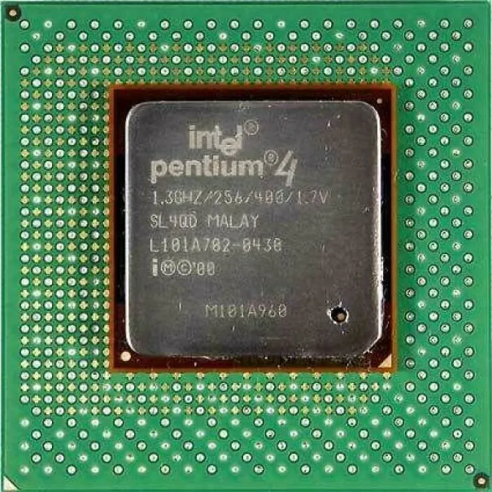 Top view of an Intel Pentium 4 processor released in 2001