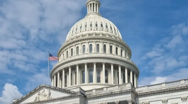 The US Capitol dome in Washington DC representing US senators and government.