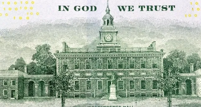 Independence Hall featured on US currency for a Bill of Rights general knowledge quiz.