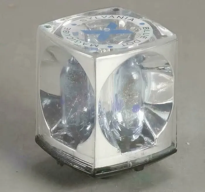 Old Sylvania blue dot magnalube bulb encased in clear plastic cube