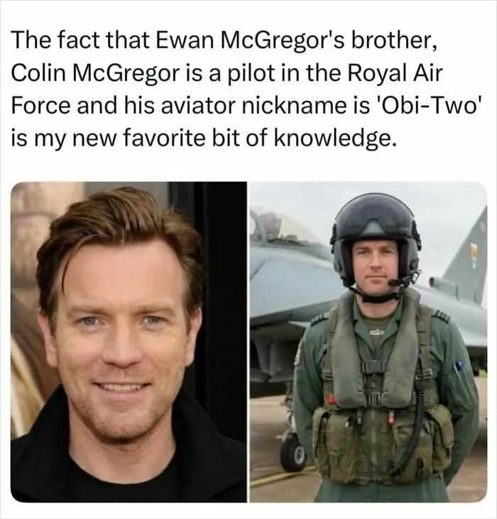 Funny memes about Ewan McGregor and his pilot brother Obi-Two