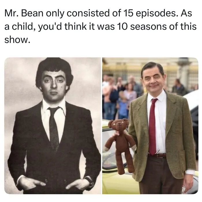 Side by side portraits of actor Rowan Atkinson as Mr. Bean, an interesting post about television and the world around us.
