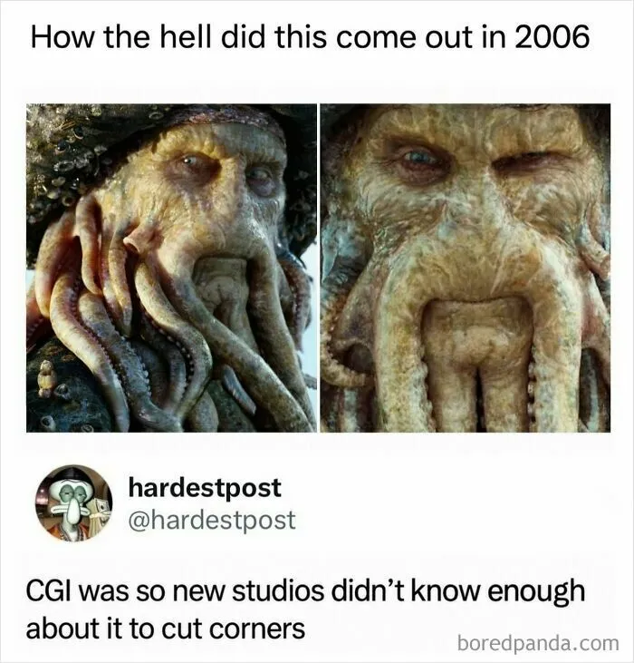 Funny and random posts image discussing CGI quality of Davy Jones from Pirates of the Caribbean