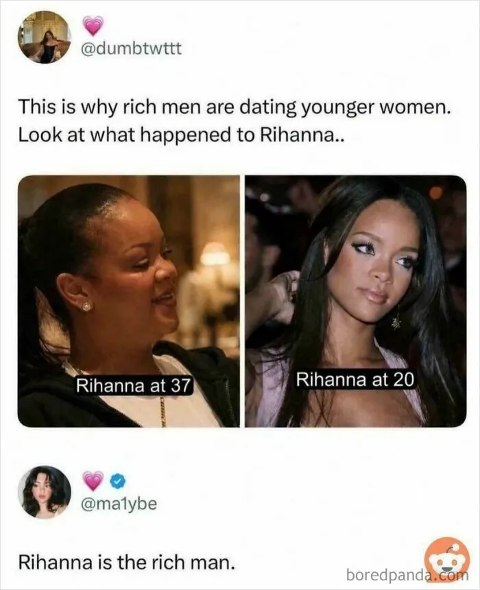 Rihanna at 37 and 20 highlights rich men dating younger women meme