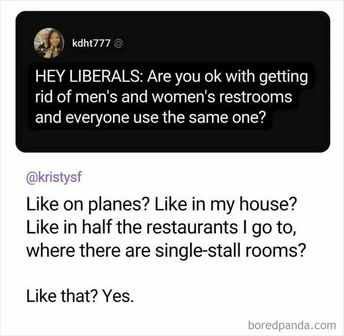 Discussion about unisex restrooms replacing men's and women's restrooms