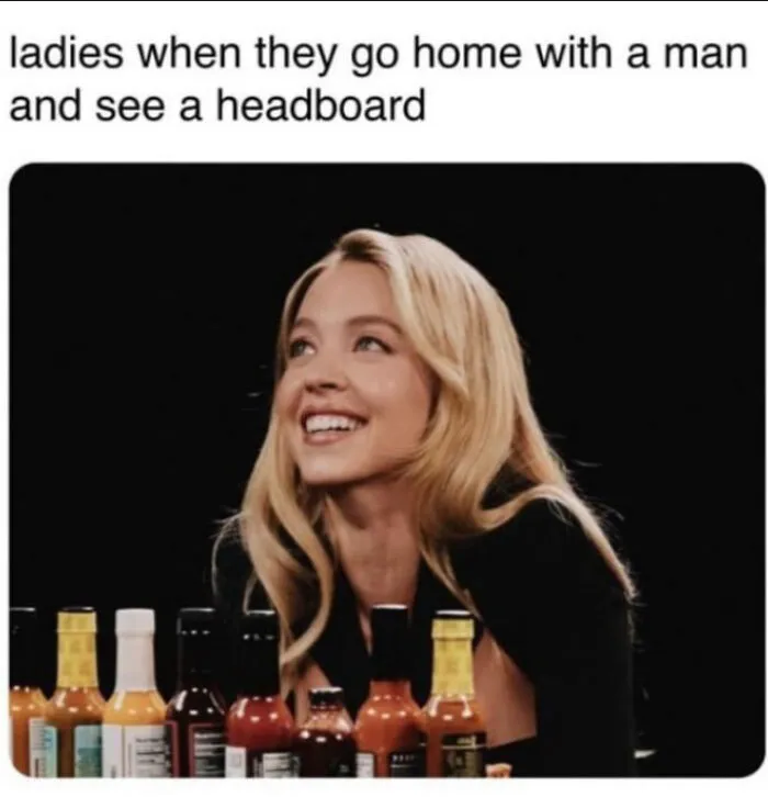 Woman smiling with a joke about headboards and ladies at home