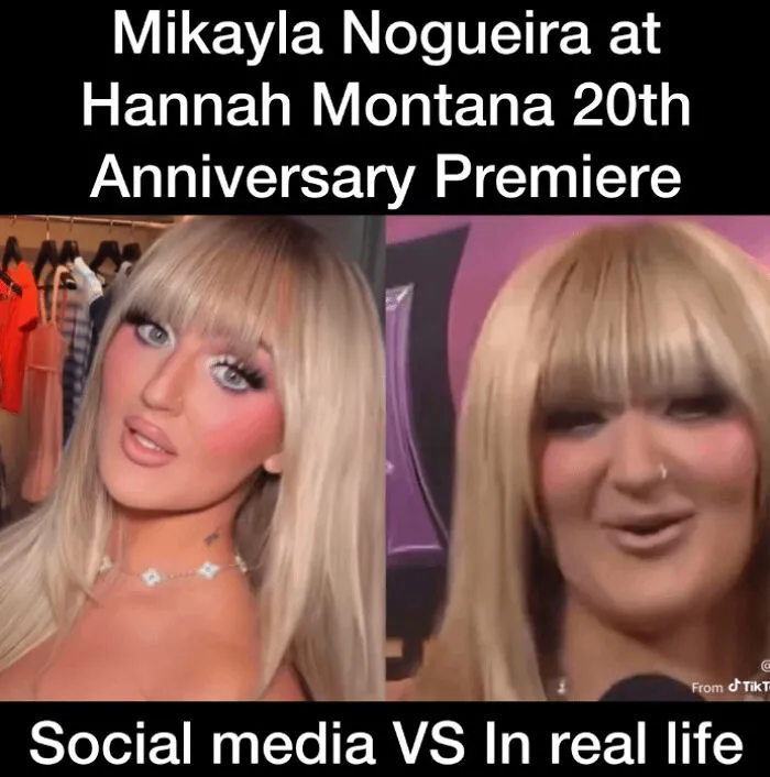 Comparison of influencer's social media vs real-life appearance