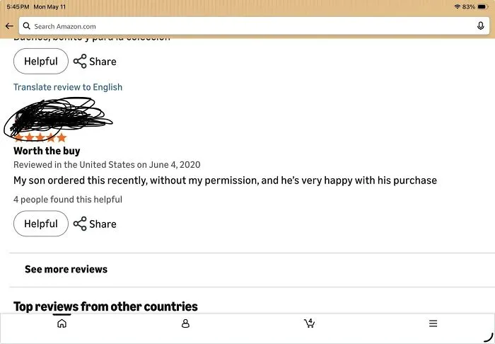 Funny Amazon review where son ordered product without permission and is happy with purchase