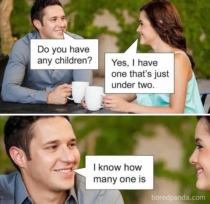 Comic meme about misunderstanding number of children with wordplay on one and won