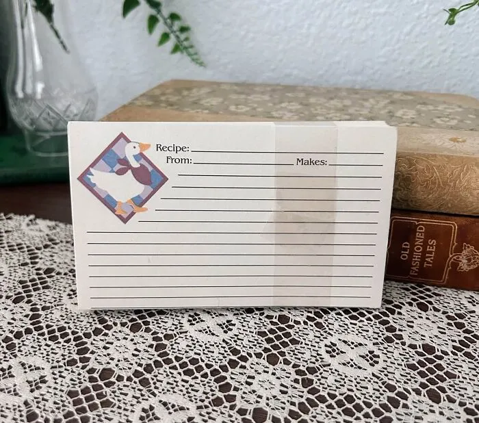 Blank recipe cards with duck illustration thrift store kitchen find