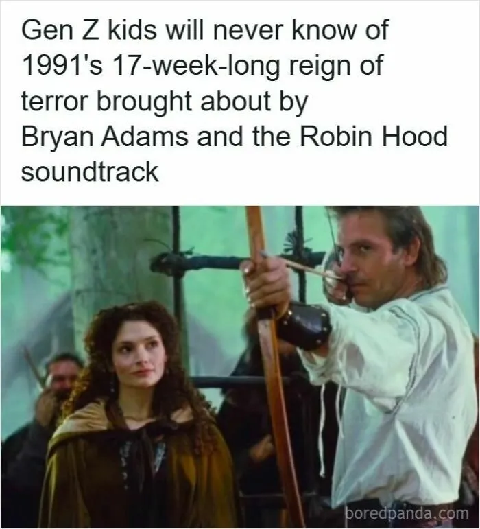 90s nostalgic scene from Robin Hood movie with Bryan Adams soundtrack reference