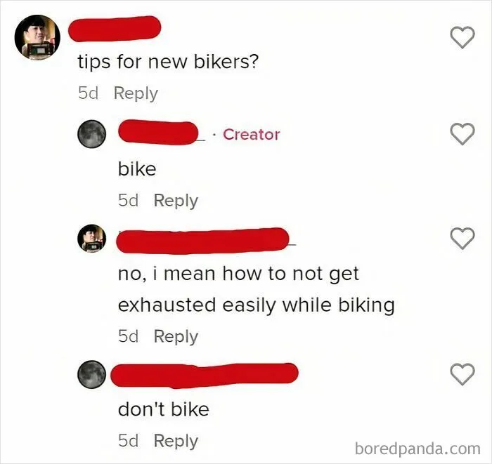Humorous advice meme for new bikers suggesting not to bike