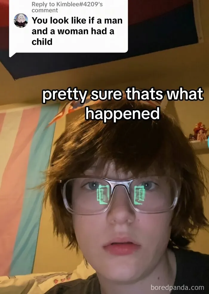 Funny meme reply about looking like a child of a man and a woman