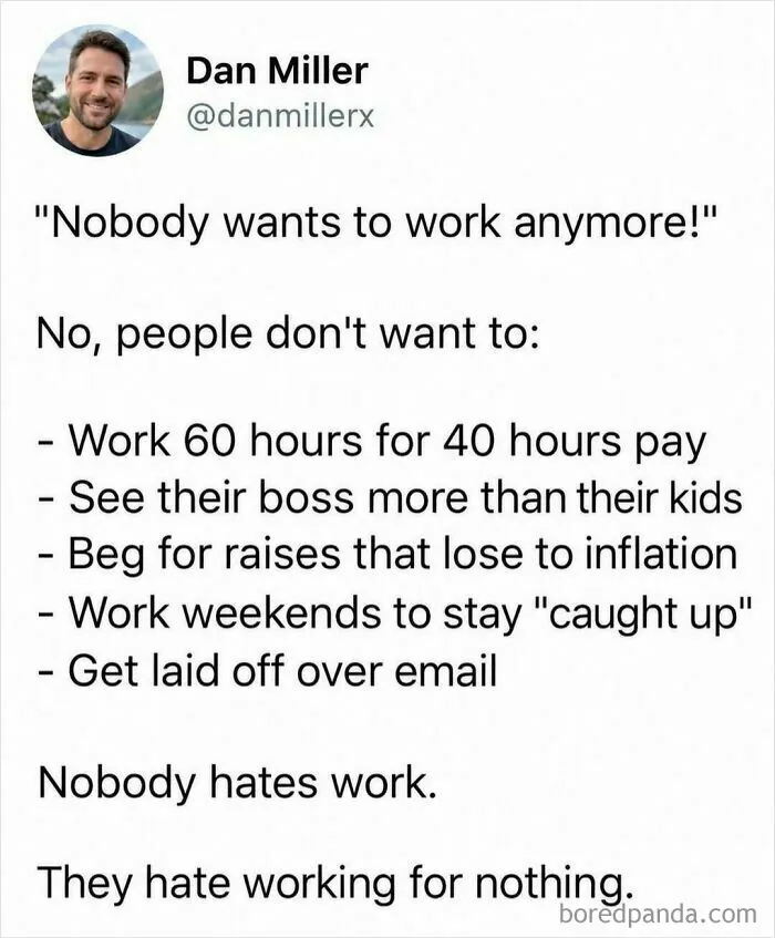 A silly and entertaining post reflecting on workplace dynamics and job satisfaction.