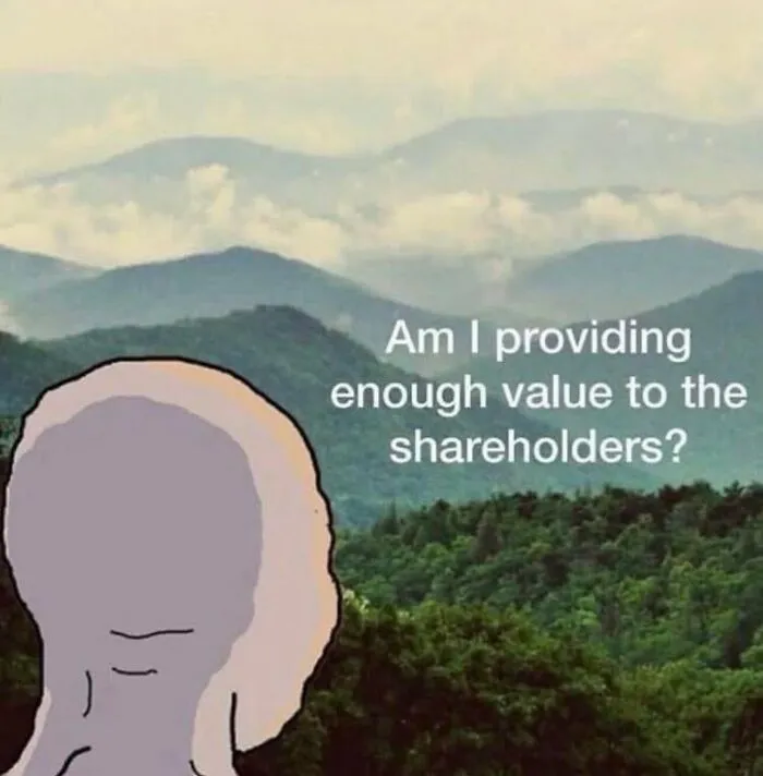A drawn character meme gazing at misty mountains, fitting for weird and funny photos.