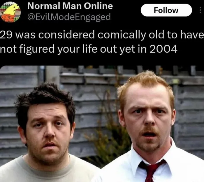 A social media meme about age that belongs to a collection of weird and funny photos.