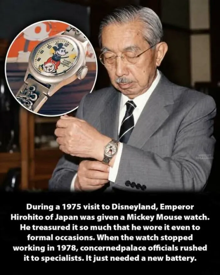 Emperor Hirohito wearing a Mickey Mouse watch as one of many interesting history moments