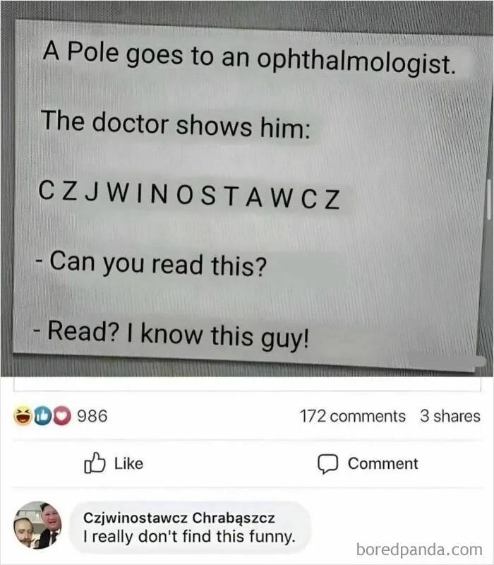Funny history meme about reading Polish letters joke