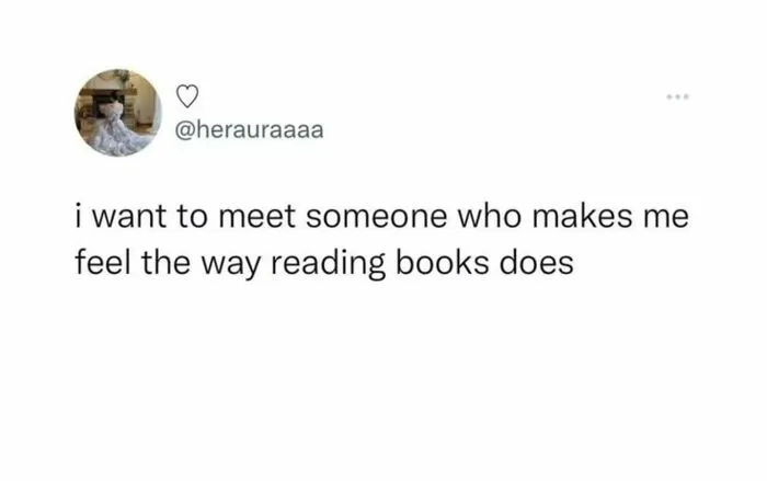 Tweet about wanting to meet someone who makes them feel like reading books