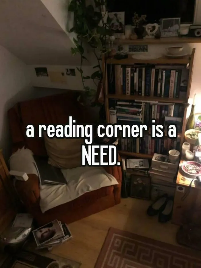 Cozy reading corner with bookshelf and chair highlighting reading corner as a need