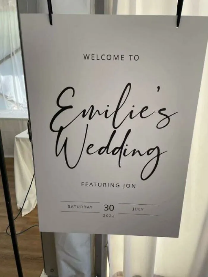 Wedding welcome sign with names and date featuring wedding details