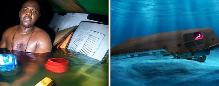 In 2013, Cook Harrison Okene Was Trapped Nearly 100 Feet Underwater After His Tugboat Capsized Off Nigeria And Sank To The Ocean Floor