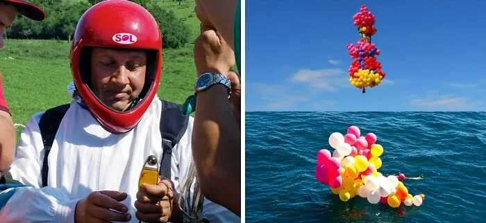 In 2008, Brazilian Priest Adelir Antônio De Carli Strapped Himself To A Plastic Chair Lifted By 1,000 Helium Balloons, Hoping To Break A World Record And Raise Money For Charity
