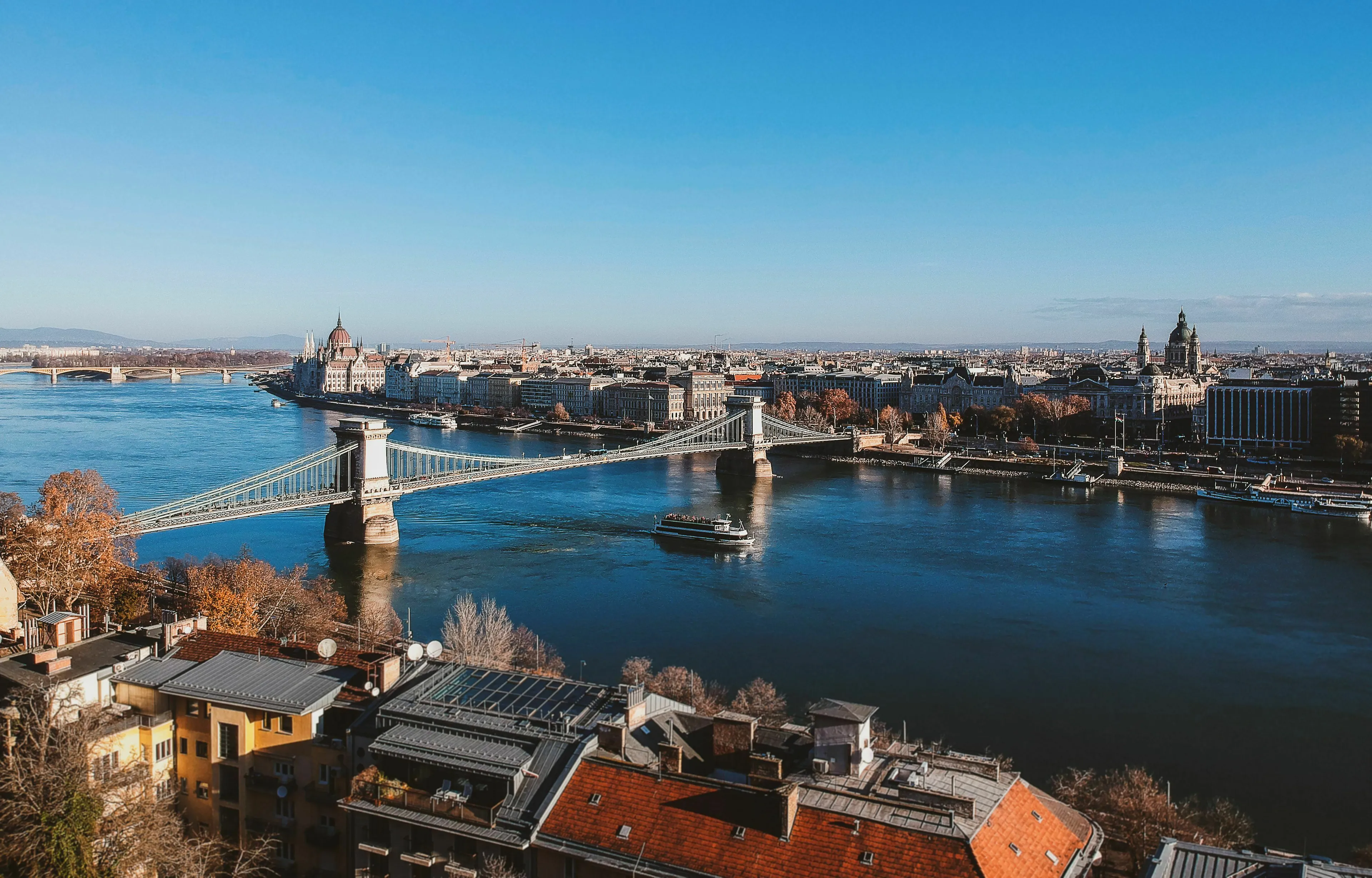 Danube River splitting Buda and Pest in Budapest capital geography quiz