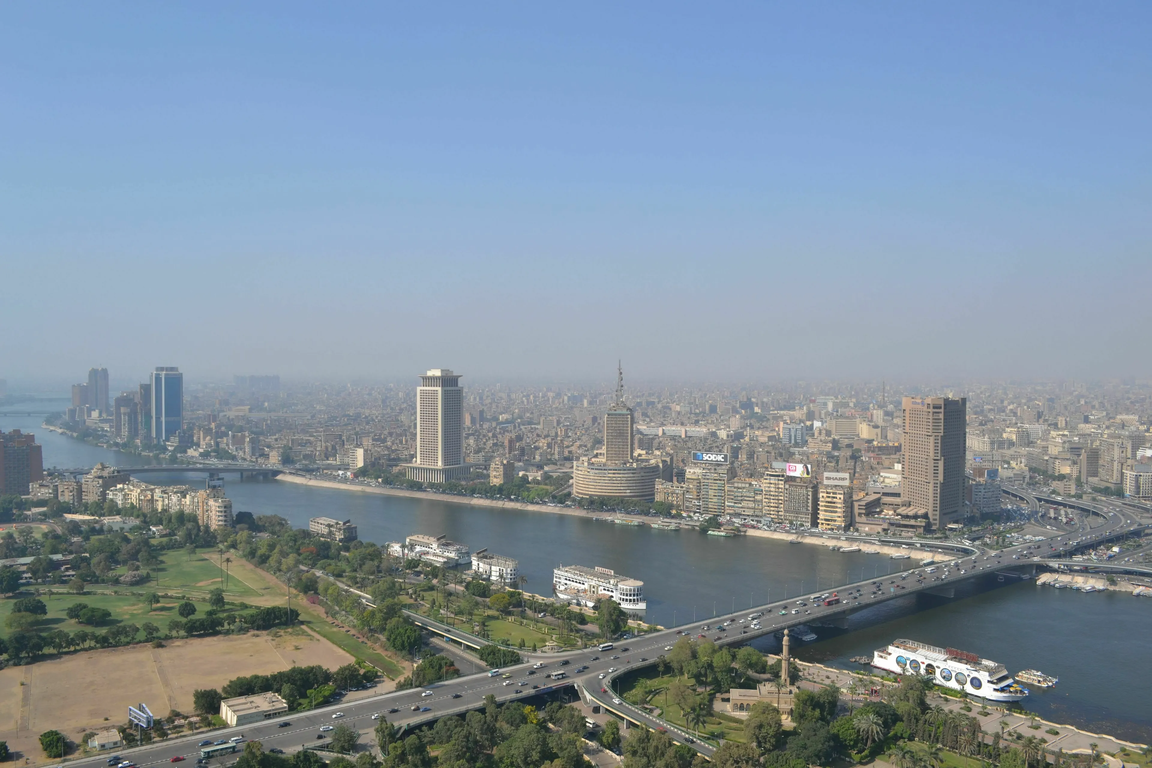 Nile River and Cairo cityscape near Giza pyramids geography quiz