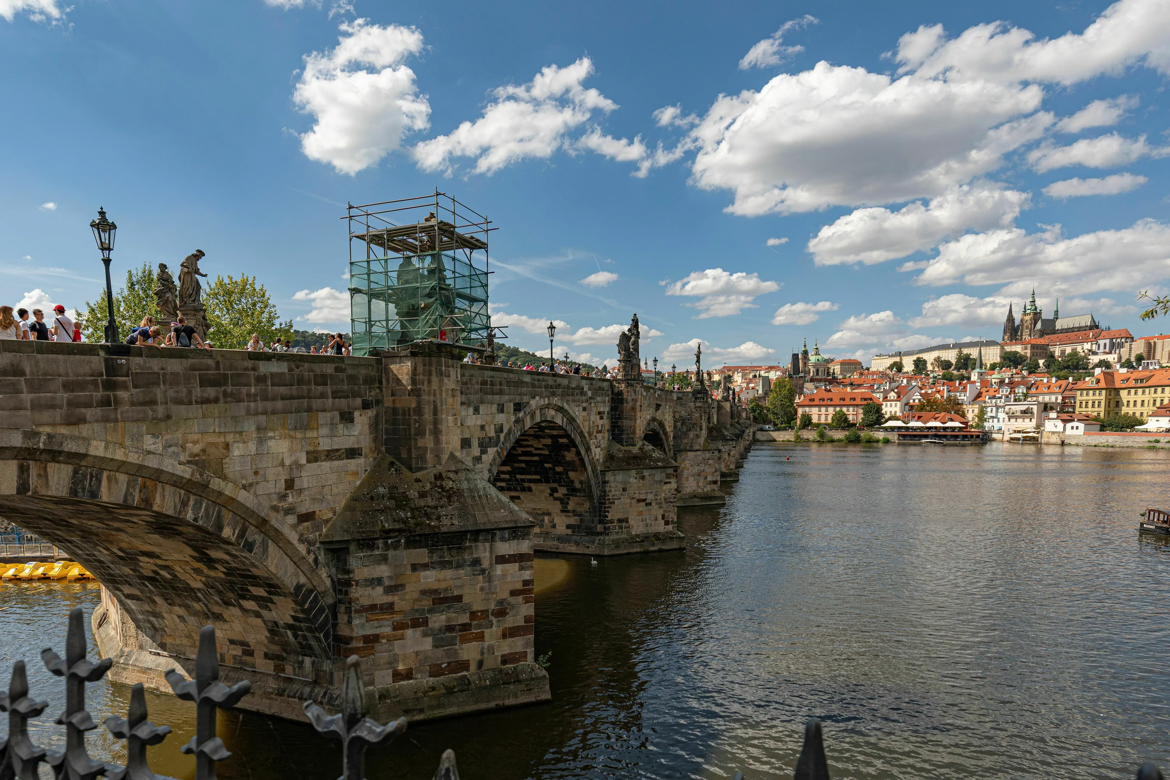 Charles Bridge over Vltava River in historic world capital city