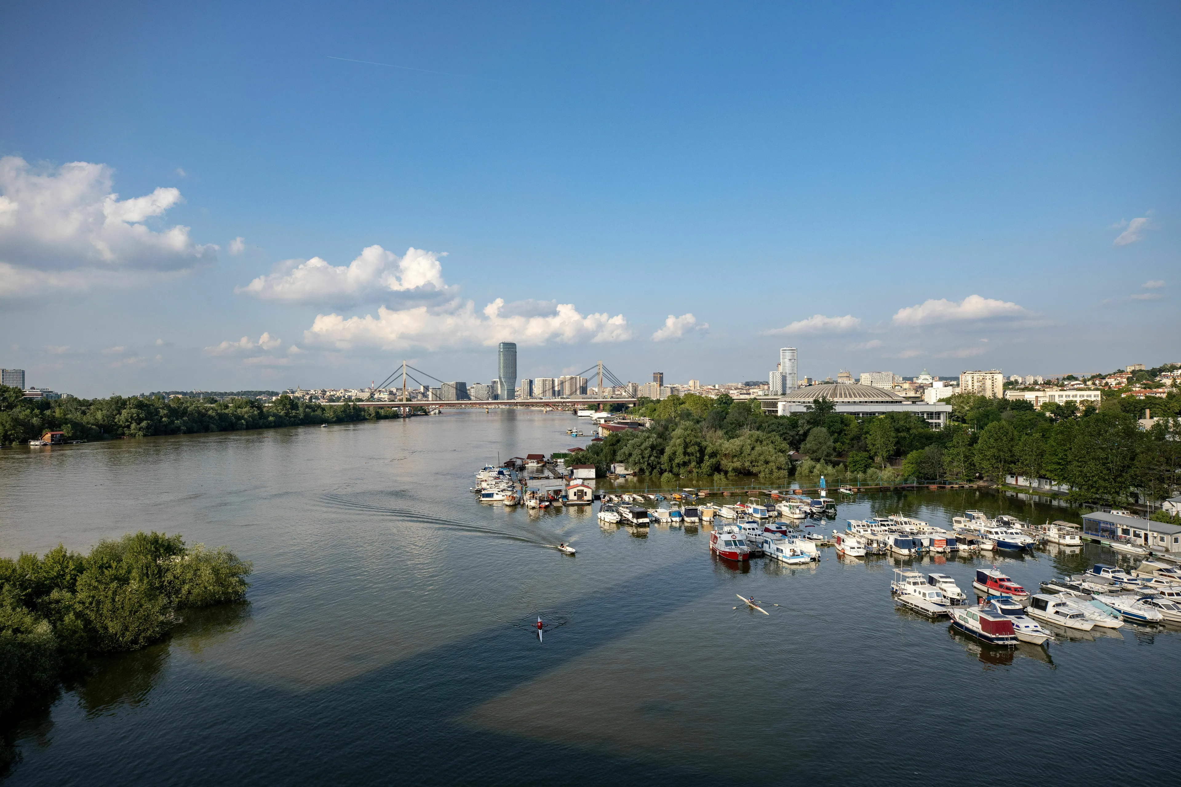 Belgrade Serbia capital with Sava and Danube rivers and cityscape