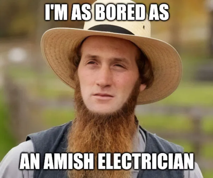 Amish man in a straw hat meme featured in funny cringe construction fails memes.