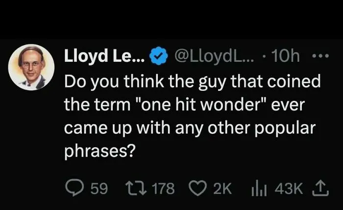 A funny tweet questioning if the creator of the phrase one hit wonder made other terms, featured in wholesome memes.