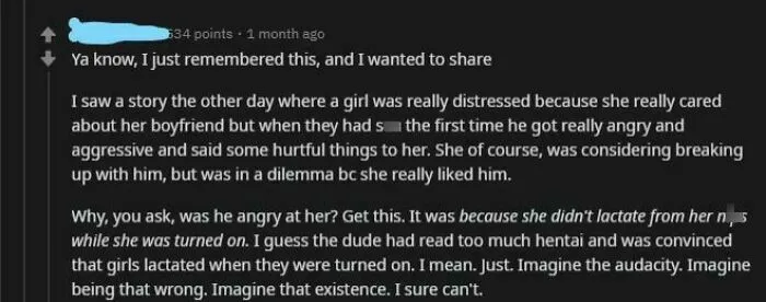 Reddit post showing a funny example of wrong takes on female anatomy.