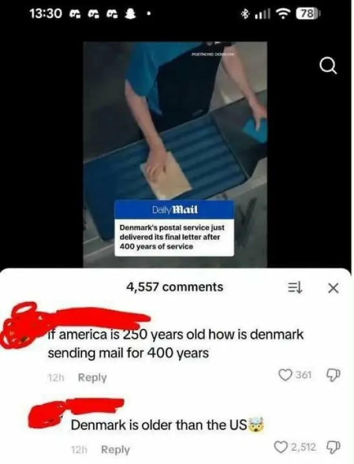 Screenshot of social media comments illustrating internet users lack education about history and geography.