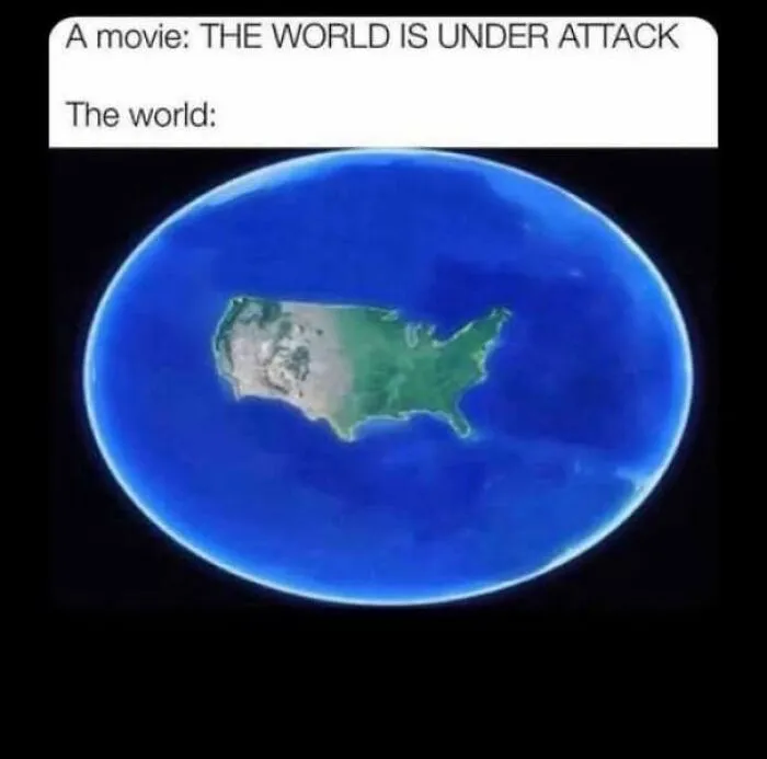 A meme showing a globe with only the United States, highlighting how internet users lack education about the world.
