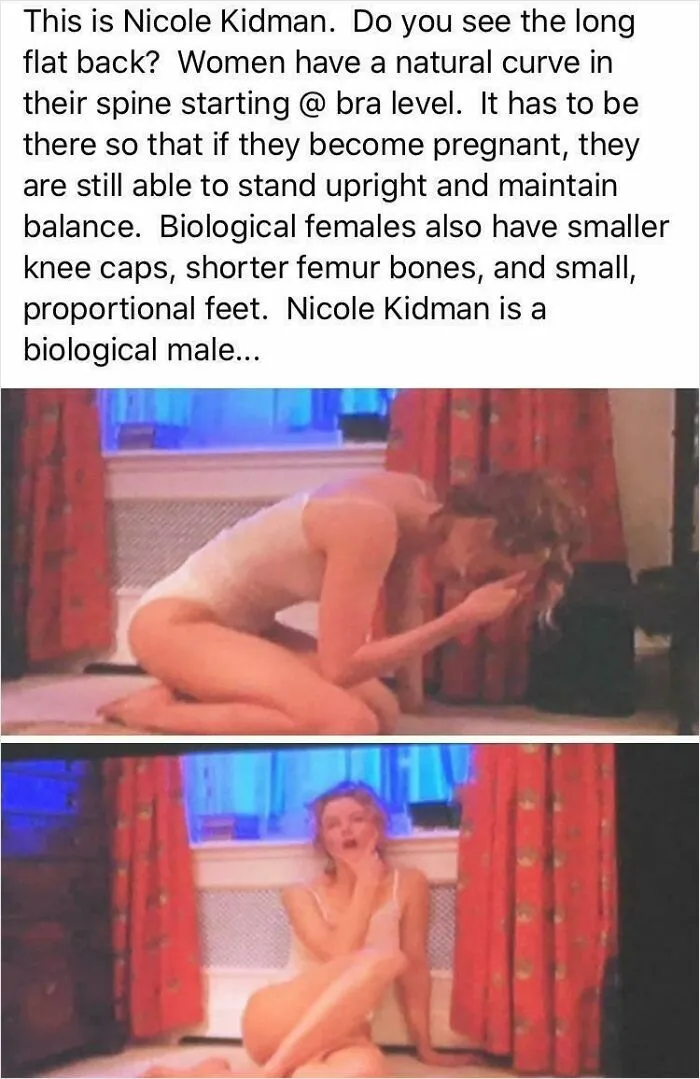 Social media post making bizarre claims as wrong takes on female anatomy.
