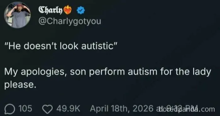 Humorous tweet about autism from a post that broke down complex memes and posts