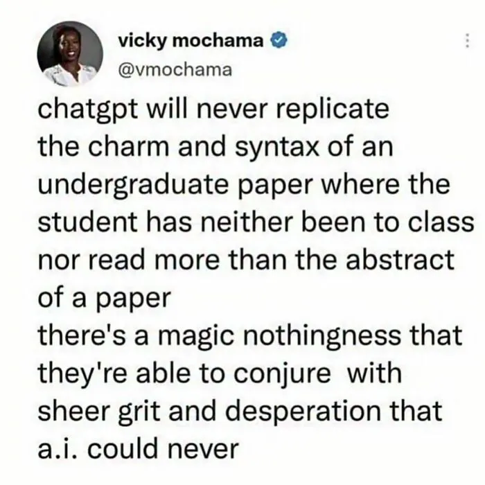 Relatable memes about ChatGPT and student paper writing.