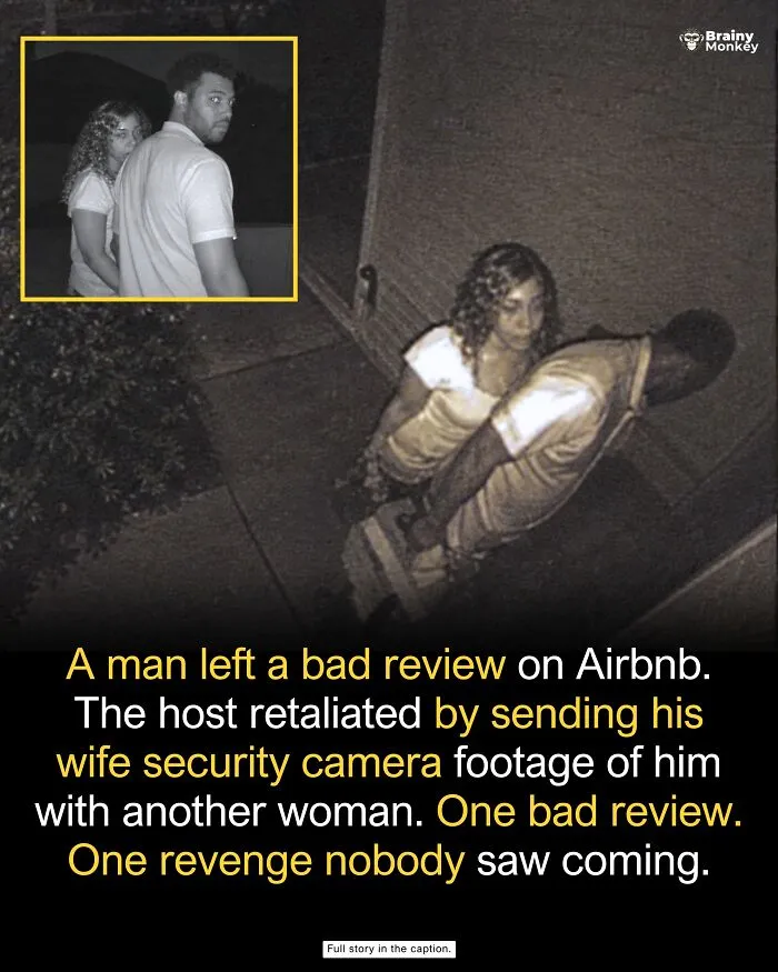 Security camera footage overlay showing a couple outside, part of wholesome facts stories.